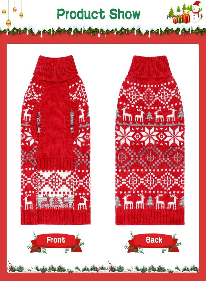 BWOGUE Extra Large Dog Christmas Sweaters, Snowflake Reindeer Dog Turtleneck Sweaters with Leash Hole, Knitted Pullover Dogs Clothes for Extra Large Dogs (2XL) - Image 4